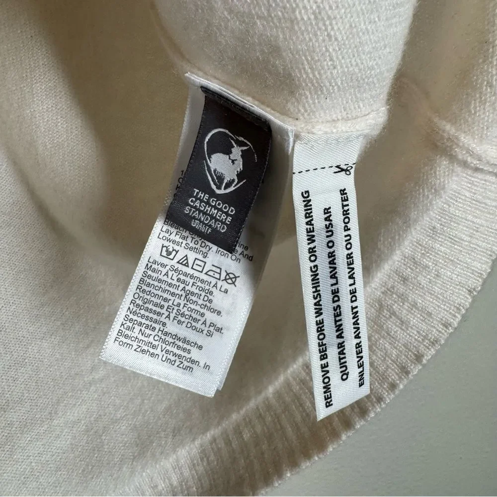 J Crew 100% Cashmere Relaxed T Shirt Short Sleeve Sweater Cream Medium BG648